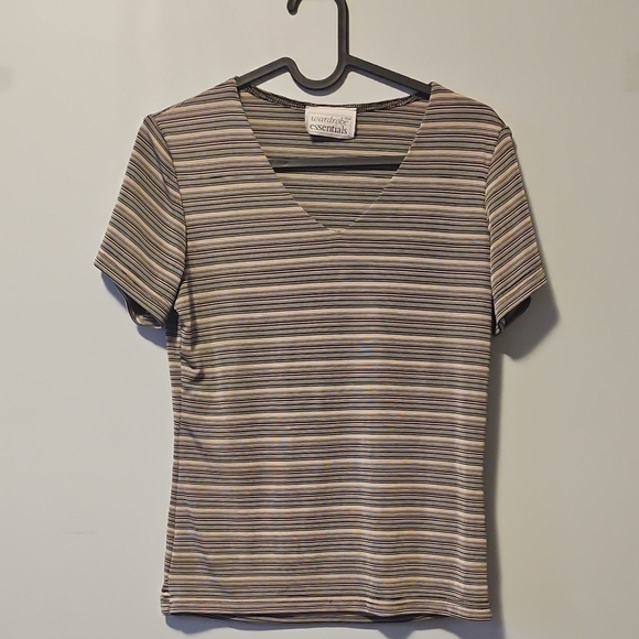 Essentials Multicolor Striped V-Neck Tee - Picture 1 of 2
